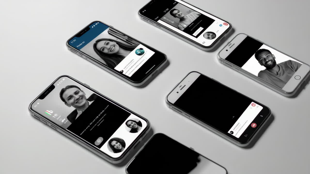Multiple smartphones displaying social media profiles and content