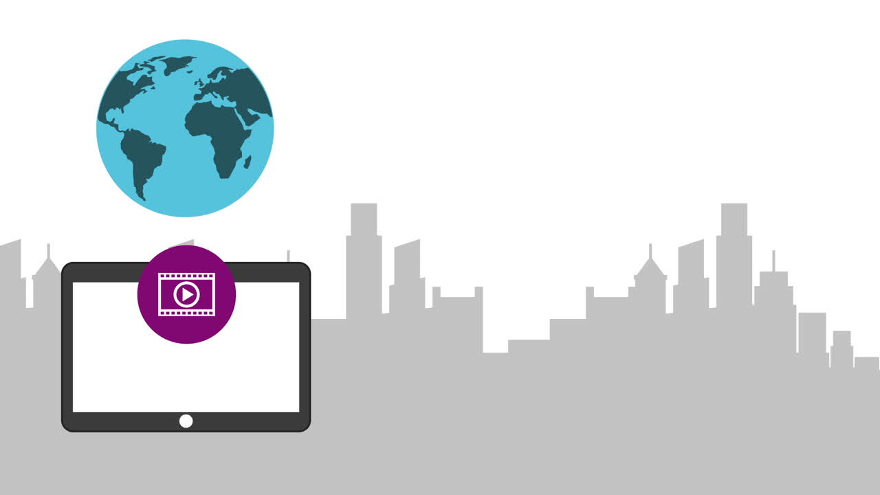 tecnología de medios sociales con tableta y planeta