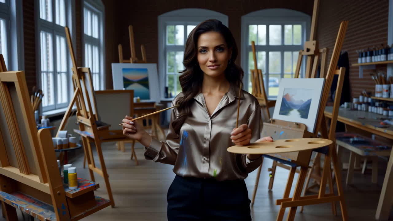 Artist in her art studio