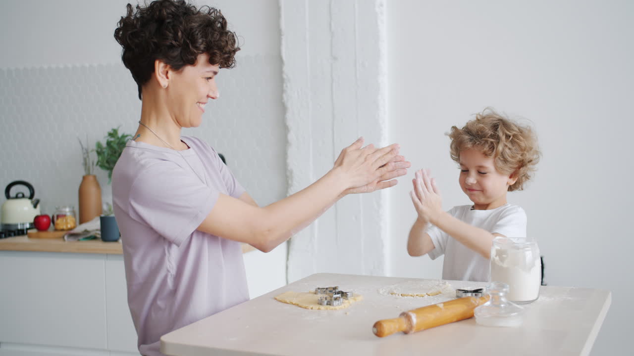 Mother and Son Baking Cookies