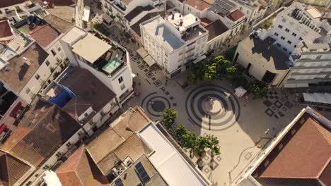 Portuguese-pavement,-known-as-calcada-portuguesa,-Gil-Eanes-square,-Lagos,-Algarve,-Portugal