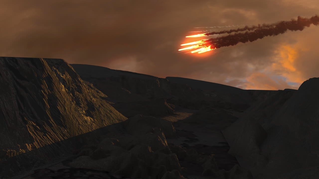 Meteor Over Mountainous Landscape