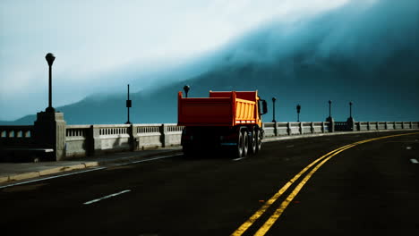 big lorry truck on the bridge