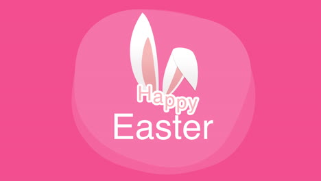 Happy-Easter-text-and-rabbit-on-pink-background