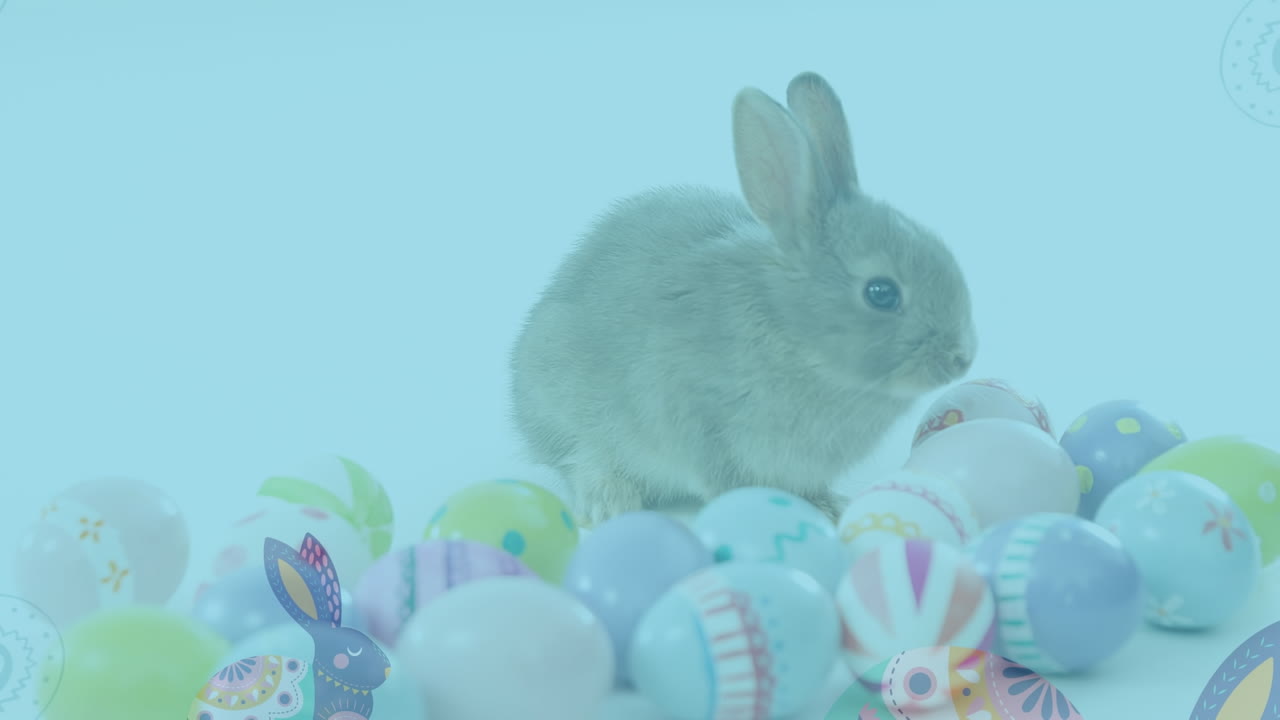 화려한 부활절 패턴 디자인과 화려한 부활절 토끼와 부활절 달 ⁇