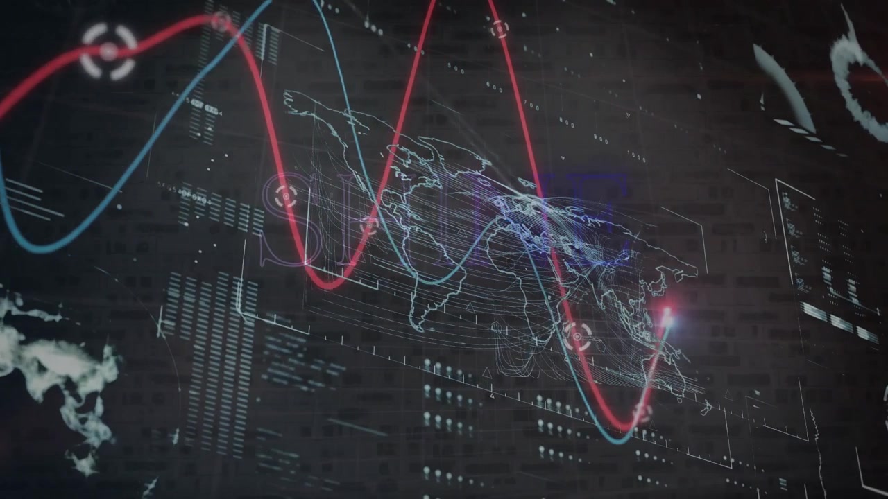 Animation of data processing over world map