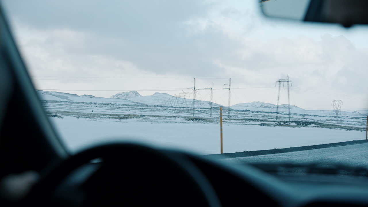 Winter Drive Through Icelandic Landscape