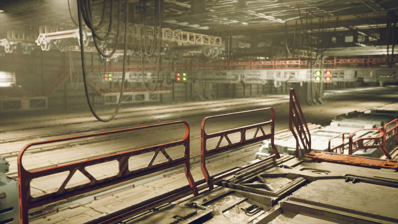 미래의 산업 공장 내부