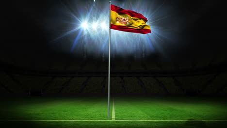 spain national flag waving on flagpole