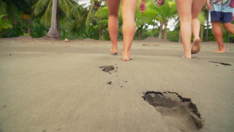 close-up of people walking on the beach with tropical environment, boca chica, panama