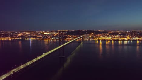 drone footage of ponte 25 abril, river tejo and lisbon