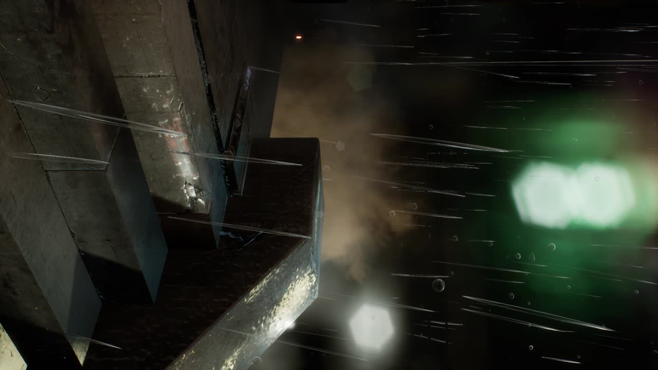 보케 조명과 함께 비가 오는 밤의 도시 장면