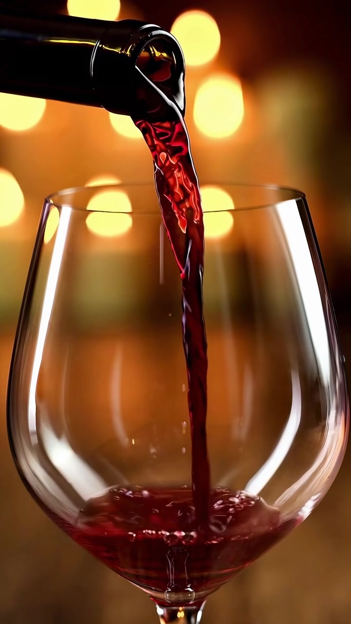 Il vino rosso viene versato in un bicchiere