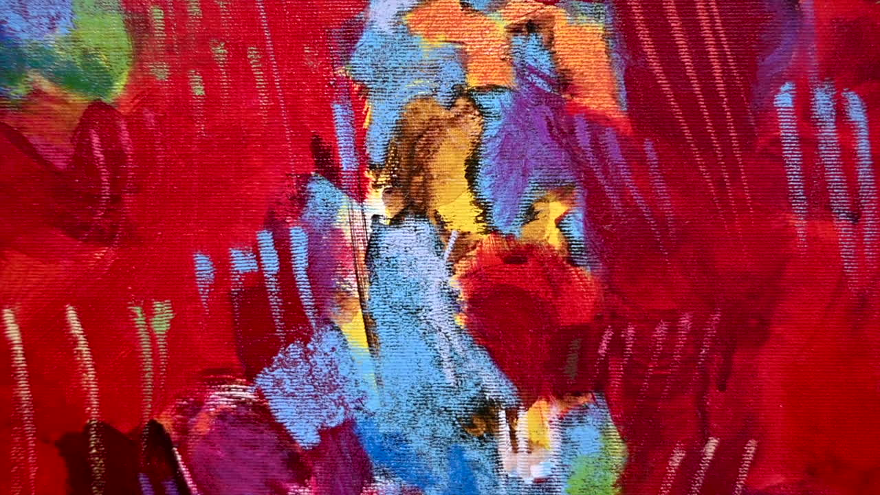 View of an abstract multicoloured painting