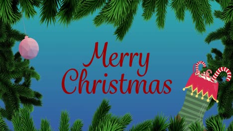 Animation-of-christmas-greetings-over-blue-background