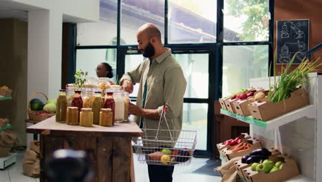 young client shops at supermarket