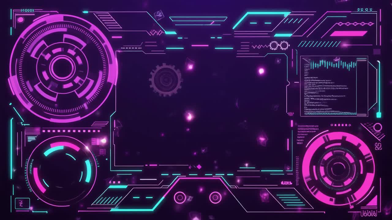 Futuristic Digital HUD Interface with Neon Glow