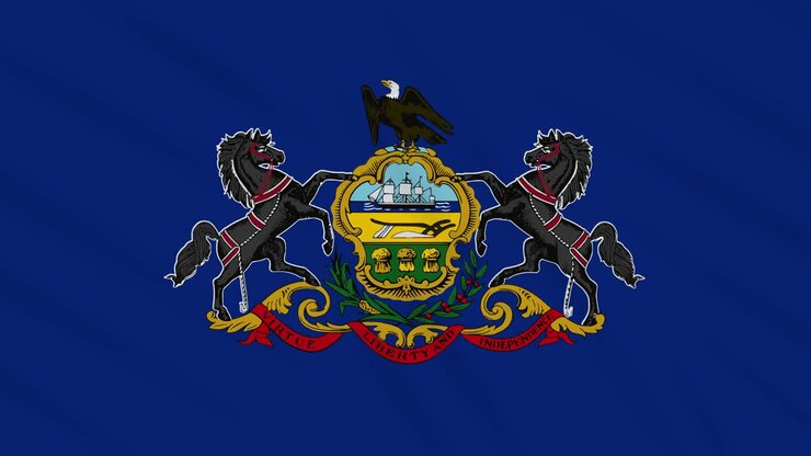 Bandiera della Pennsylvania che sventola al vento, loop per sfondo