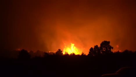 incendios salvajes furiosos y brillantes que se extienden rápidamente a través de los bosques mediterráneos