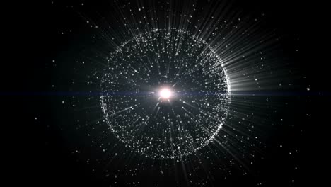 abstract background with circular shape formed of small particles. light ray effect.