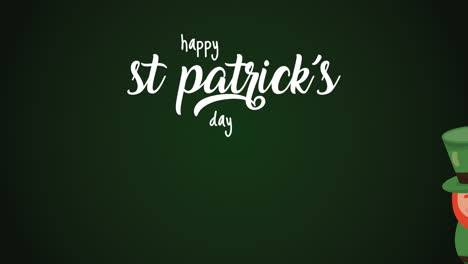 st patricks day animated card with elf character and lettering