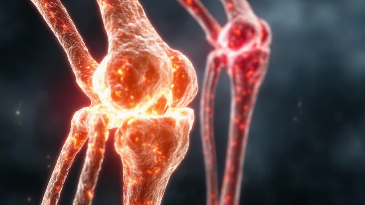 En dynamisk visuel udforskning af menneskelige led, der fremhæver knoglers og brusks komplekse struktur og funktion og afslører interaktioner gennem fantastiske levende farver.