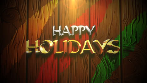 cartoon happy holidays text on wood