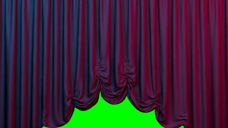 the austrian red blue curtain opens and closes. the end and the beginning on the theater stage.