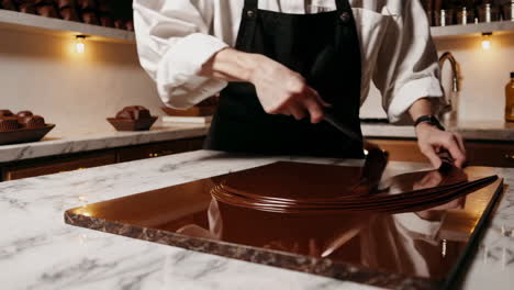 chocolate making process in a kitchen
