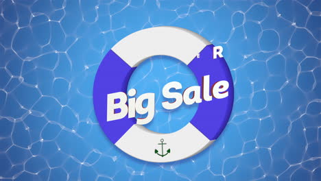 Summer-Big-Sale-with-a-lifebuoy-and-seagulls-in-the-water-pool