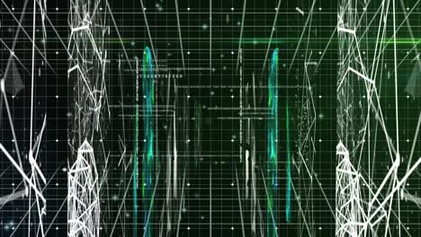 animación del procesamiento de datos y la red de conexiones sobre fondo negro