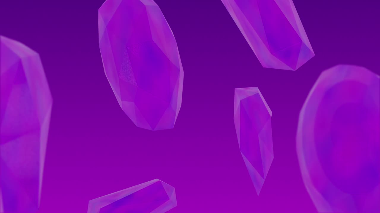 Dark pink translucent crytalline organic shapes rotating on a dark pink background