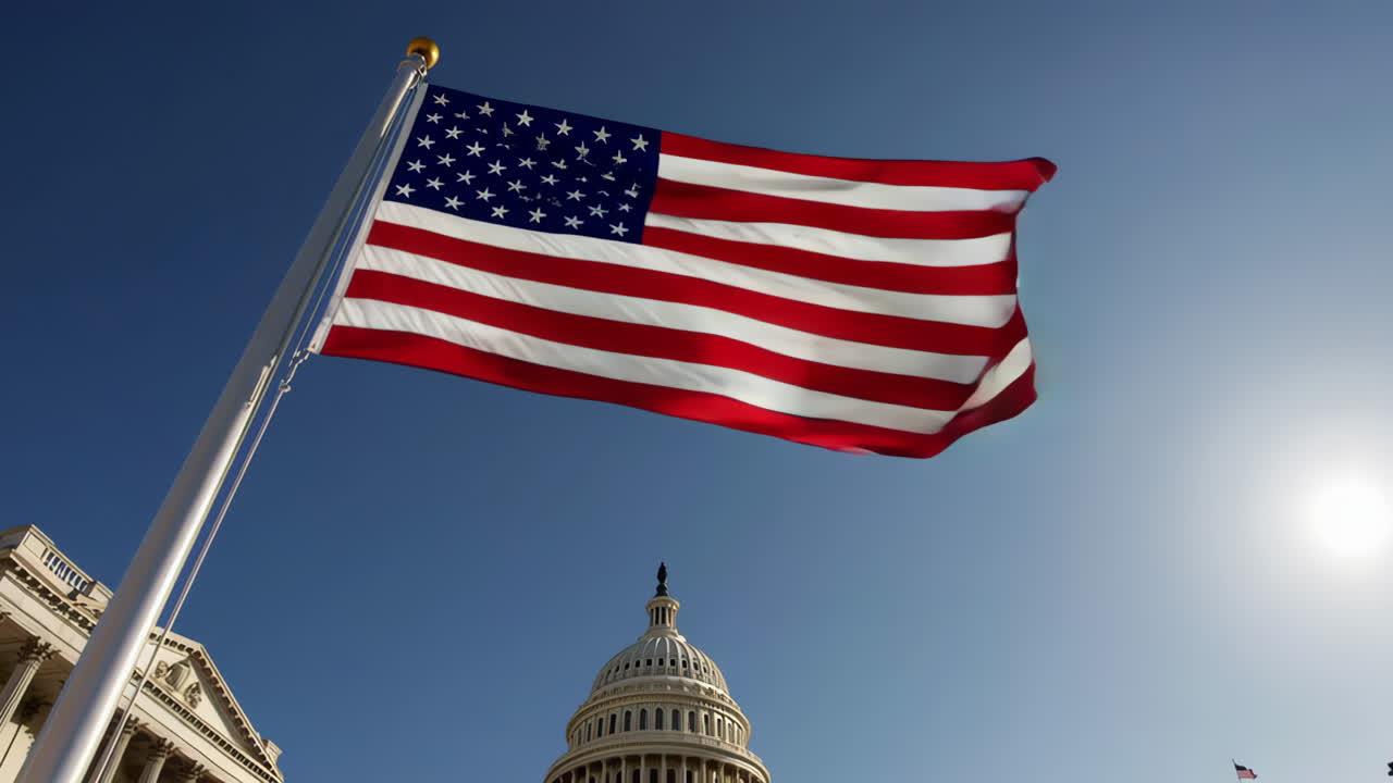 American Flag and Capitol Building in Washington D.C.