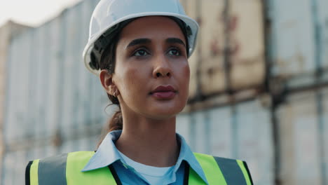 female engineer at port container