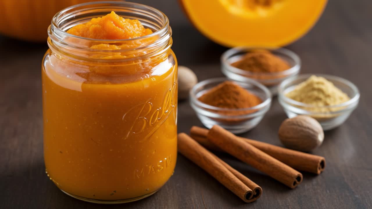 Delicious Homemade Pumpkin Puree with Spices: A Cozy Touch to Your Autumn Recipes and Baking Adventures Awaiting Your Culinary Creativity