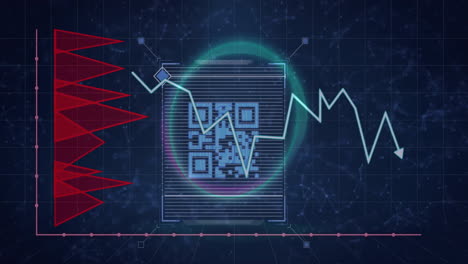 animation of financial data processing over qr code