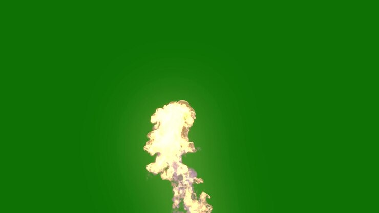 Real Fire Visual Effect Animation Element on Green Screen Background
