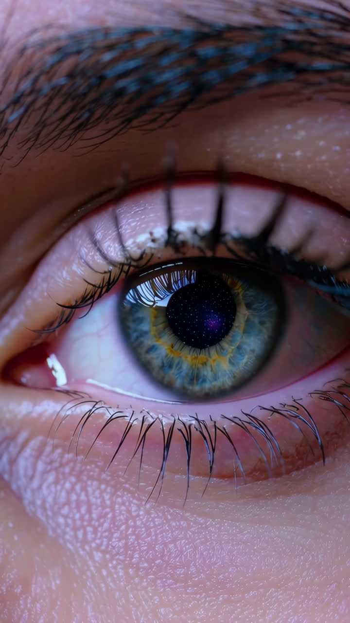 Eye with a galaxy reflected within