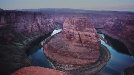 pan up to big bend in canyon river valley