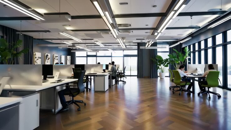 Espacio de oficina moderno de planta abierta
