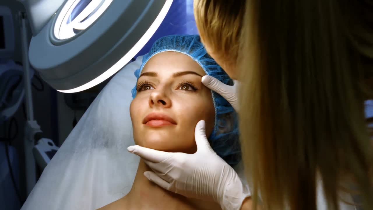 médico examinando la piel de una paciente femenina