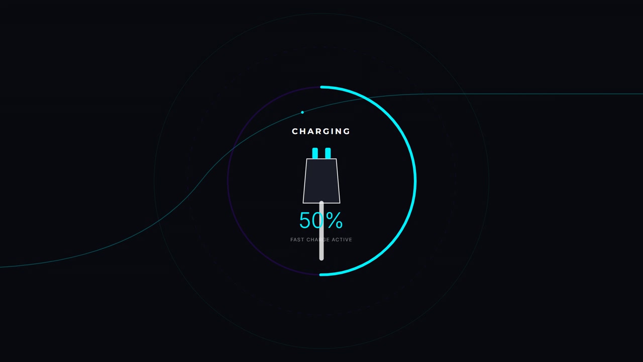 Digital Charging Progress Indicator with Fast Charge Animation