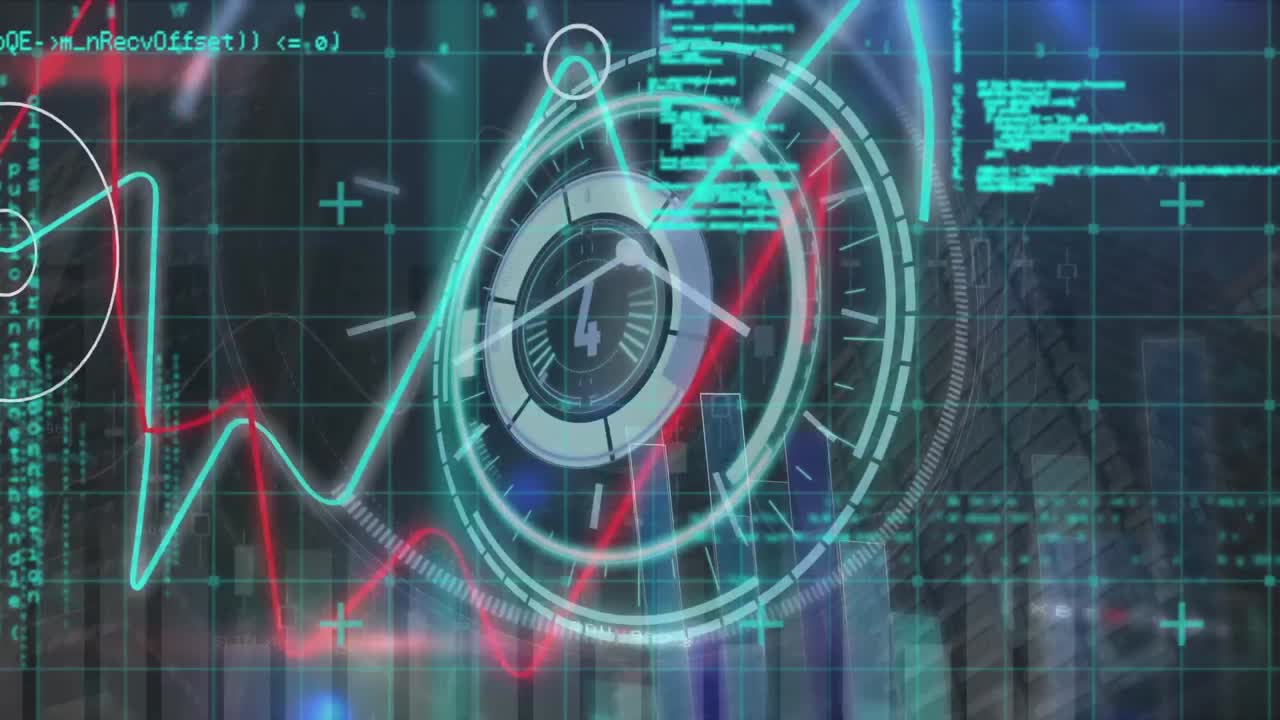 animación del procesamiento de datos financieros a través del escaneo de alcance con cuenta atrás