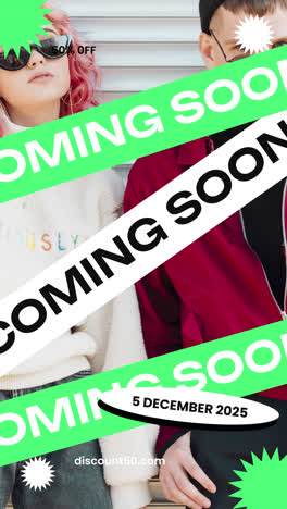 coming soon 50% off fashion sale announcement