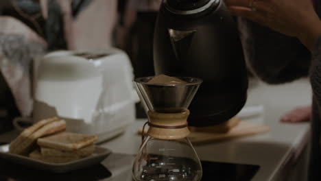 making pour over coffee at home