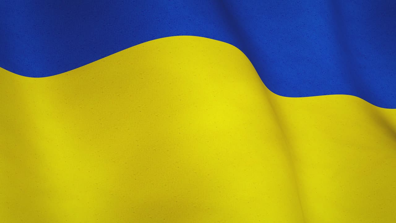 Bandiera dell'Ucraina che sventola sullo sfondo come emblema della democrazia - animazione video in loop continuo
