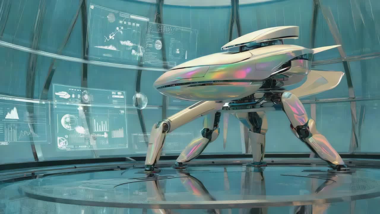 Futuristic Spaceship in a High-Tech Control Room