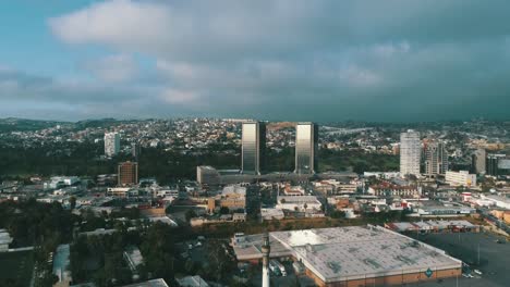 aerial shot of tijuana city skyline in the morning