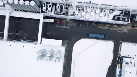aerial view of industrial facility in winter