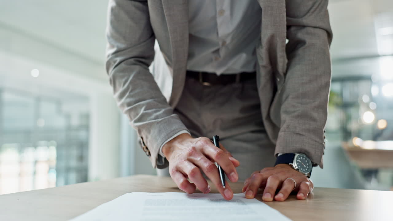 Signature, hands and business person